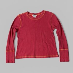 Sundance Red Ribbed Long-Sleeve Henley Shirt